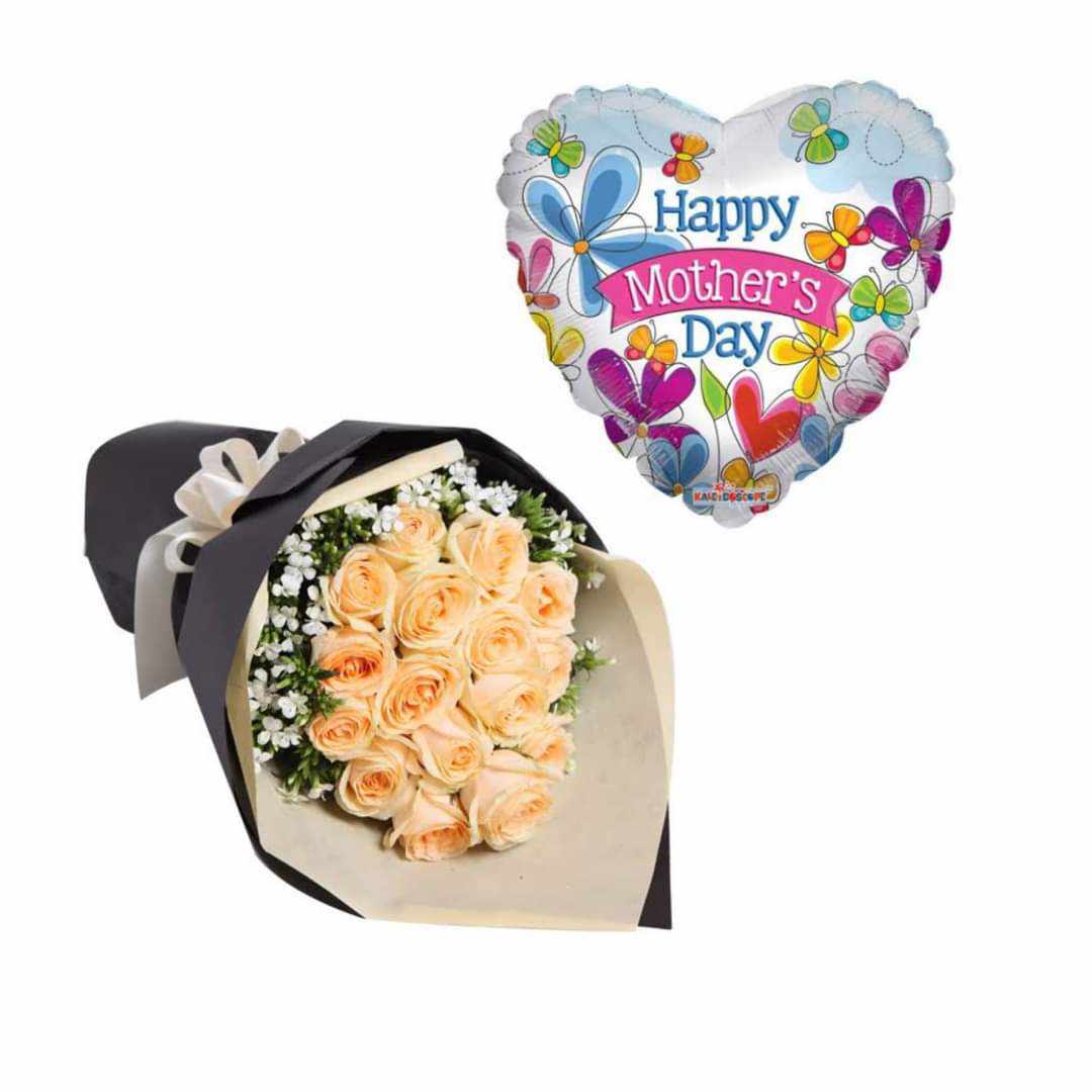 18 Champagne roses with Balloon (Copy)