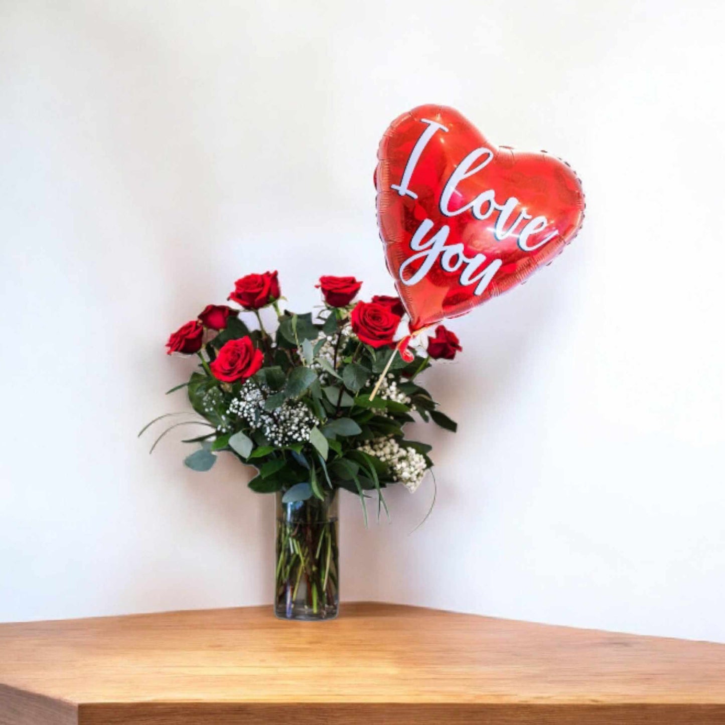 1dz Roses Vase with Balloon