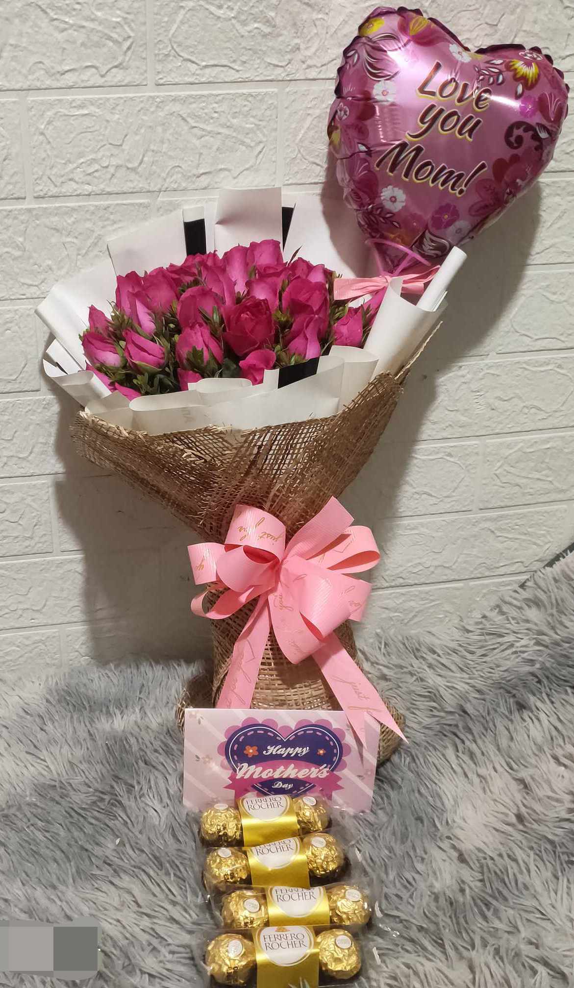 24 Pcs Pink Rose Round Bouquet