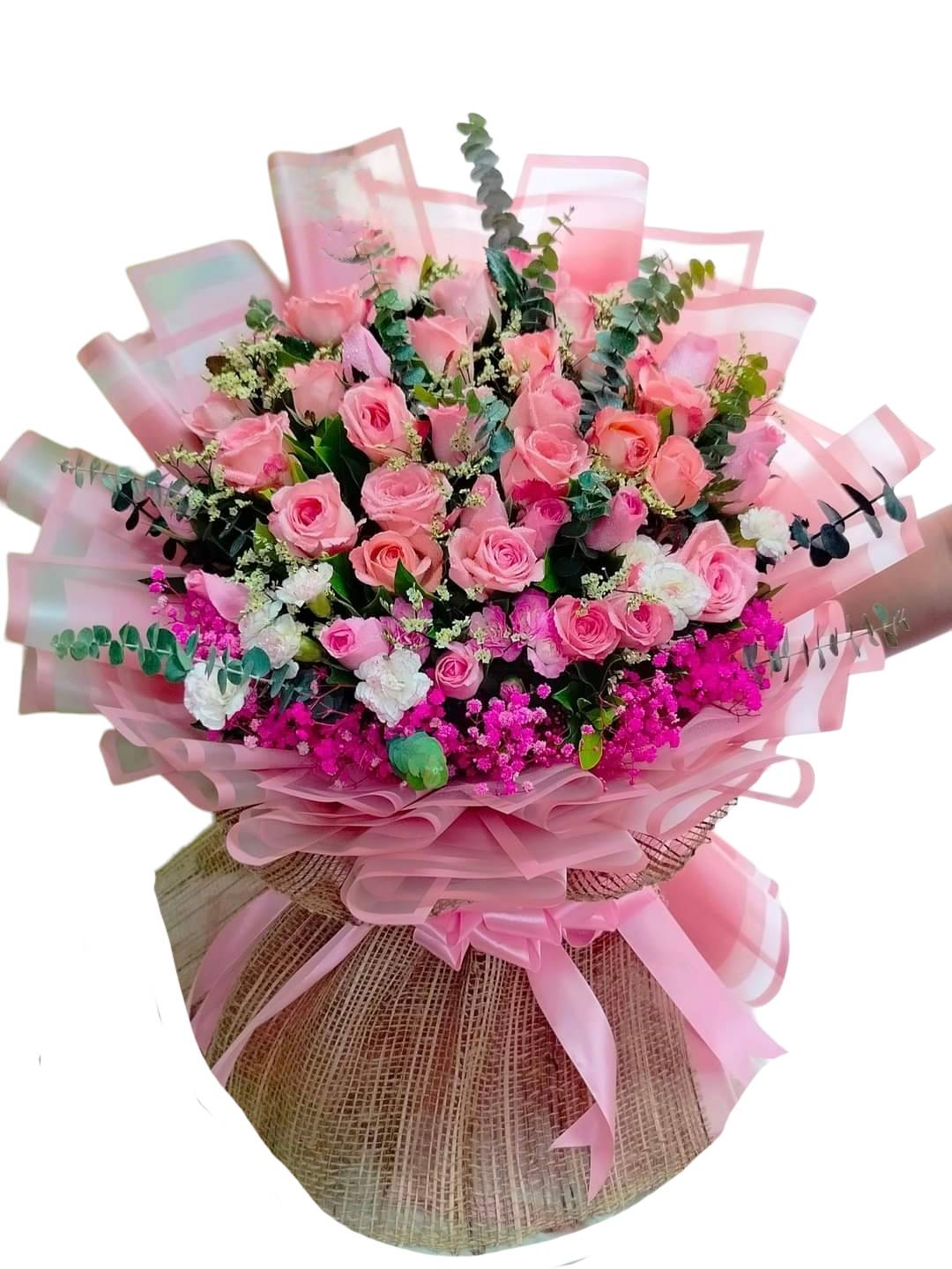 3dz Soft Pink Roses With Carnation