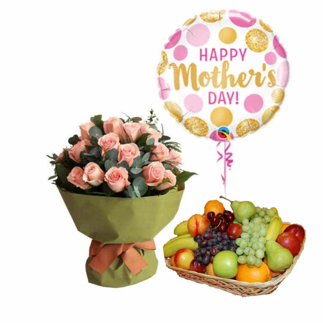 2dz soft Pink roses and Fruits