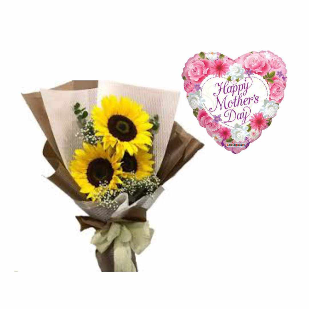 3pcs Sunflowers with Balloon