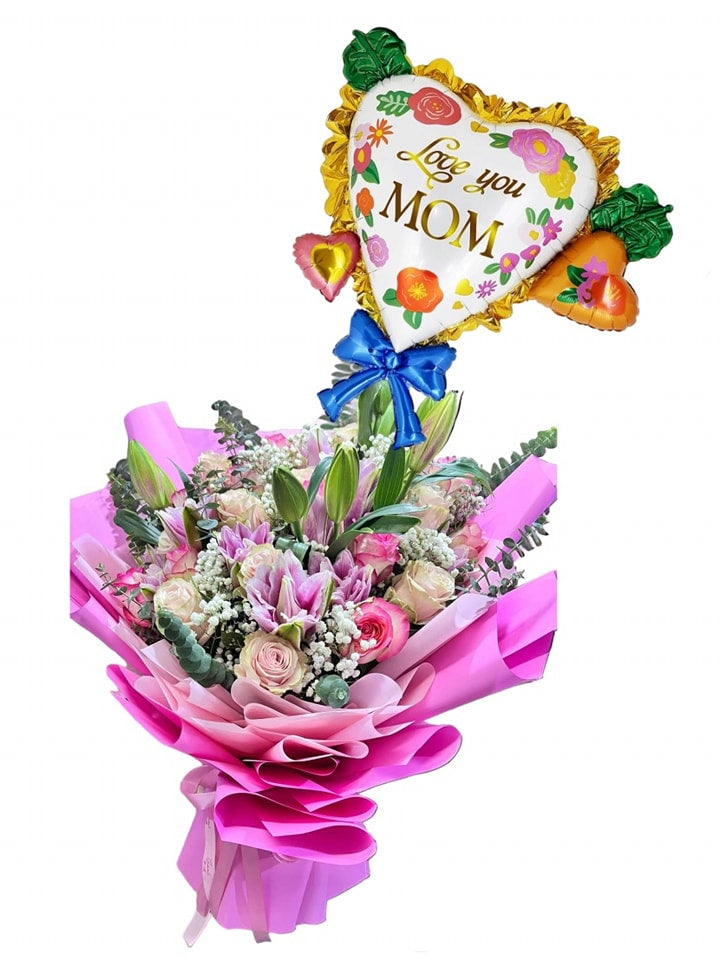 Soft Pink Flower with Balloon