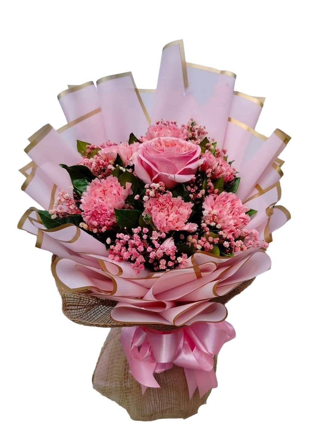 Single Rose With Pink Carnation