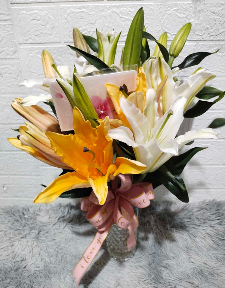 Mixed Lilies in Vase