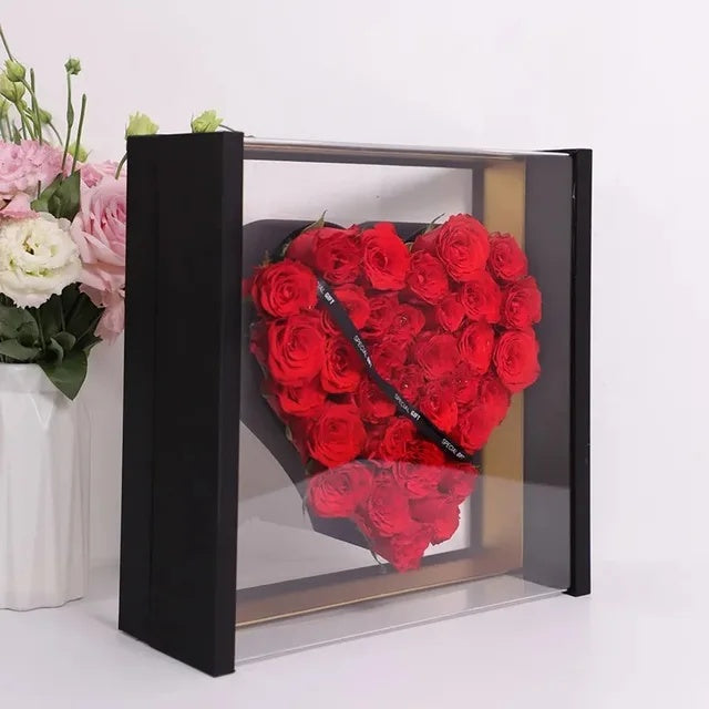 24 Roses on Acrylic Heart box.