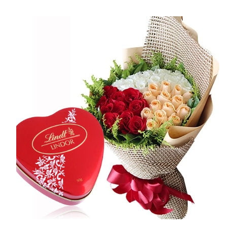 2dz Mixed Roses with Lindt Chocolate
