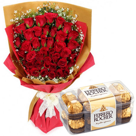 36 Roses and 16pcs Ferrero Chocolate