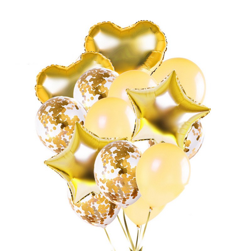 14Pcs. Gold Balloon Confetti