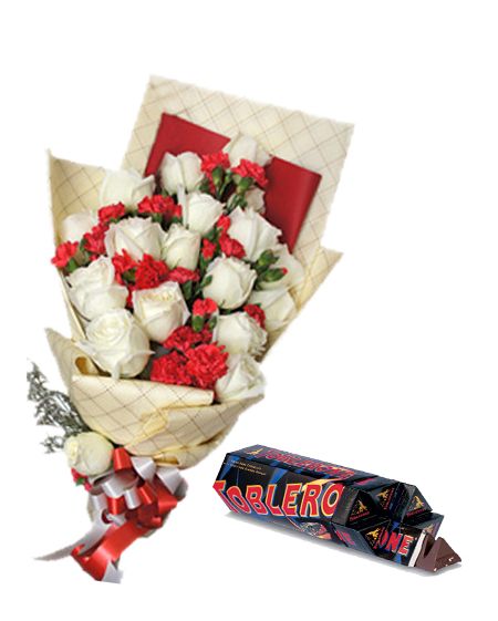 Flowers with Toblerone Black 6 Bar