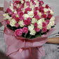 100pcs. Hot Pink and White Roses