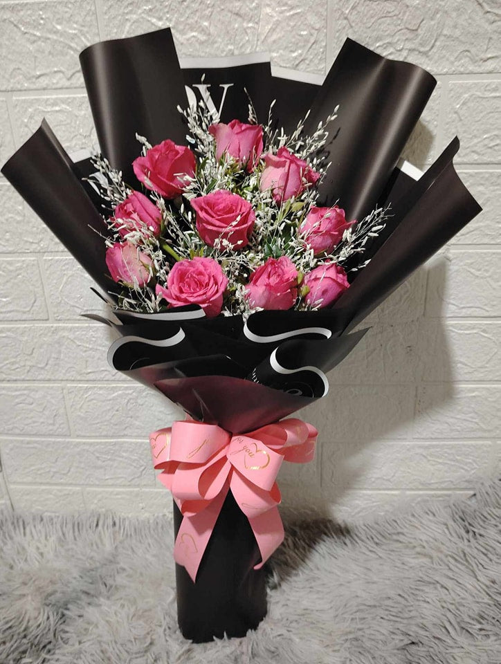 10pcs. Pink Roses Bouquet – Online Flower Express