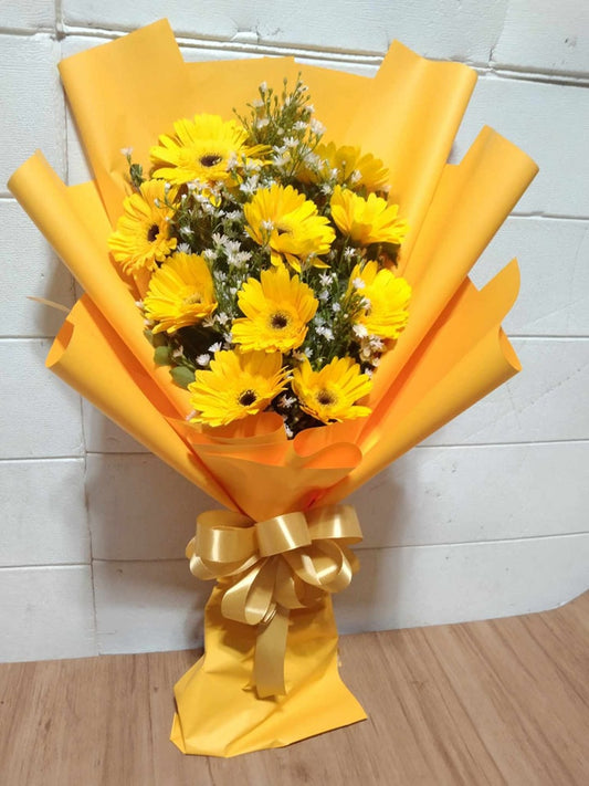 12 Yellow Gerberas Bouquet