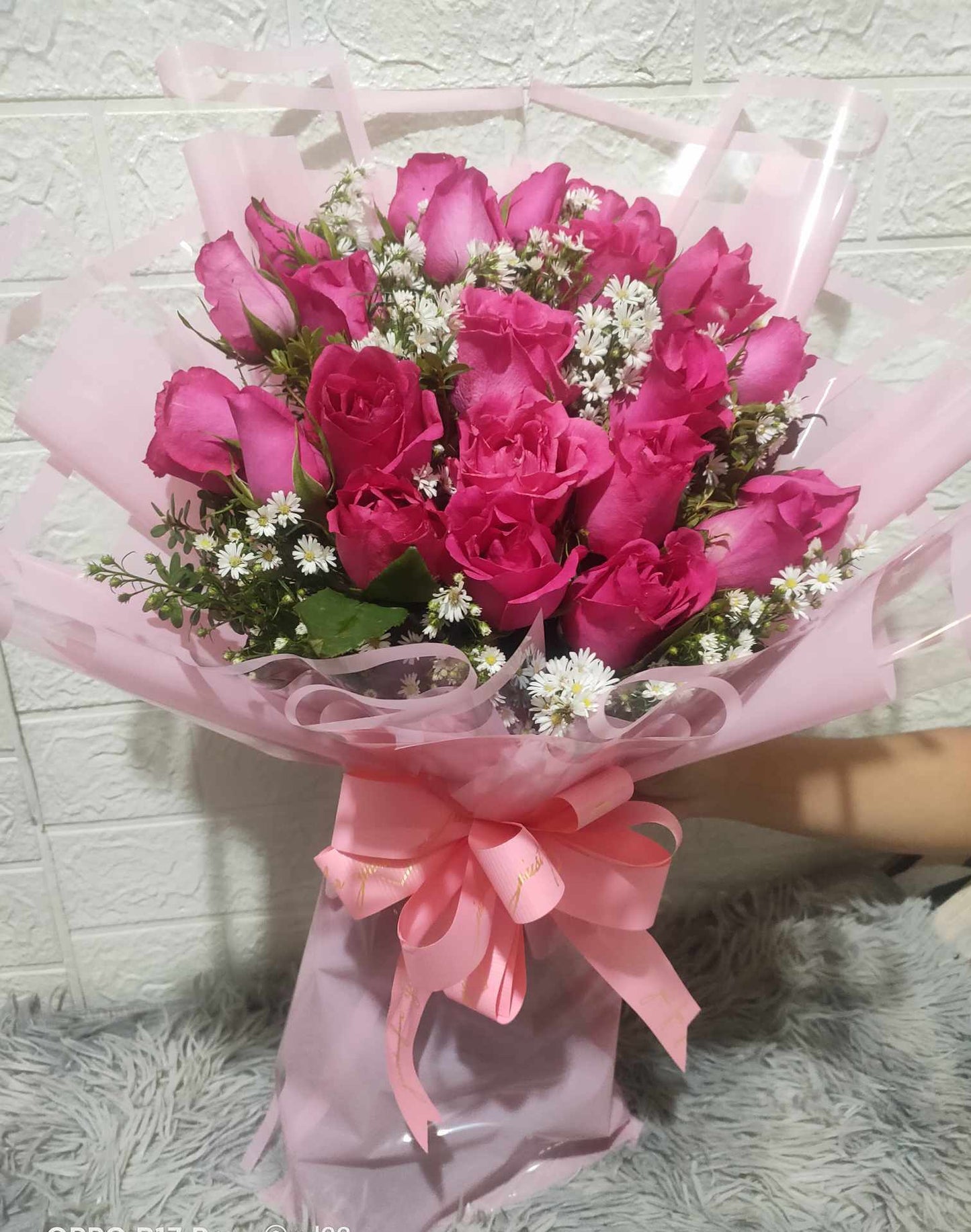 24 Pcs Hot Pink Rose