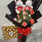 24 Mixed Roses with Ferrero and Bear