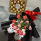 24 Mixed Roses with Ferrero and Bear