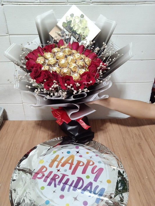 24 Roses and Ferrero Bouquet