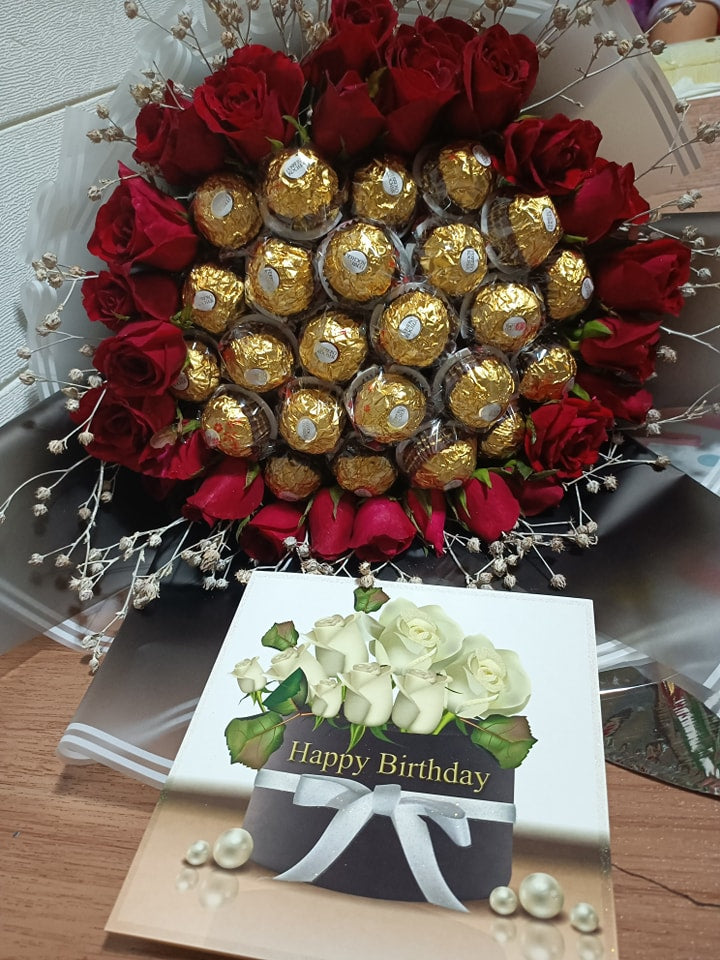 24 Roses and Ferrero Bouquet