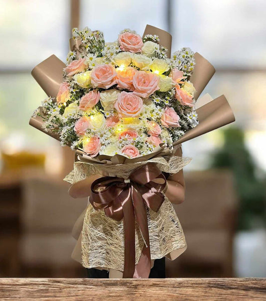 36pcs. Pink and White Roses