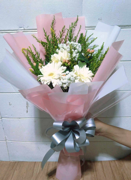 3pcs. White Gerberas