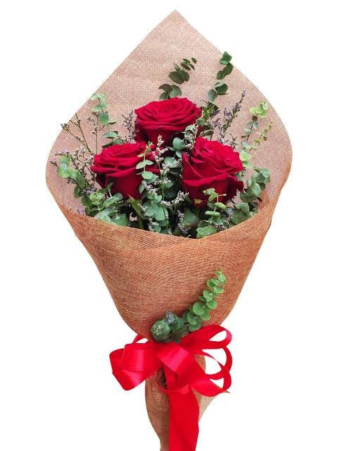 3pcs. Ecuadorian Red Roses