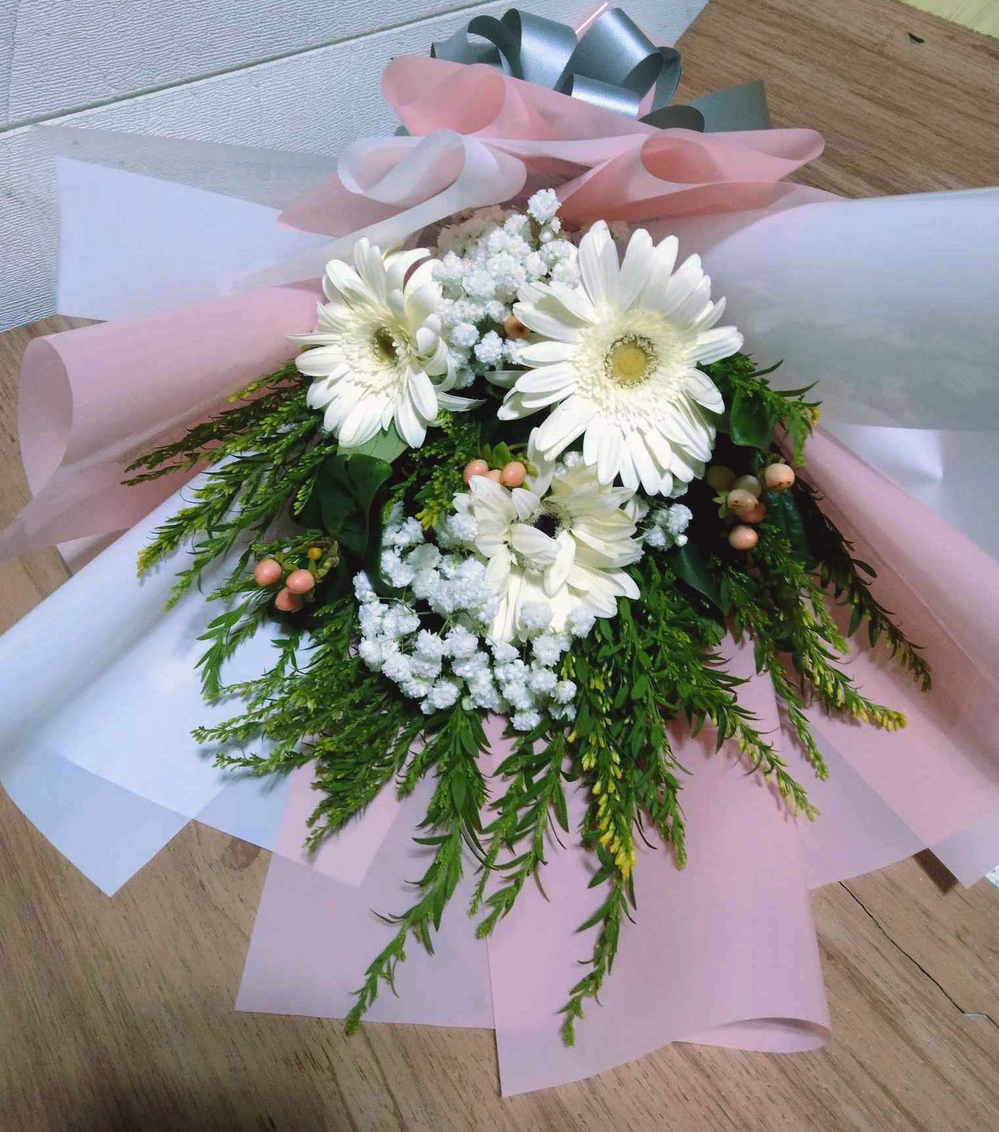 3pcs. White Gerberas