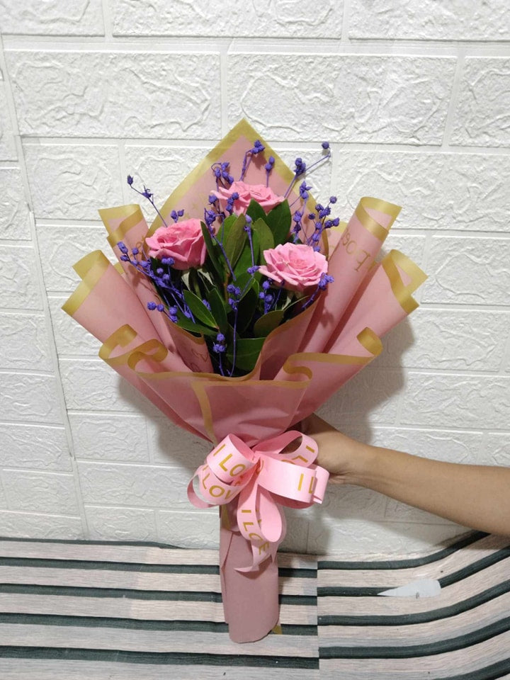 3 Pink Roses Bouquet – Online Flower Express
