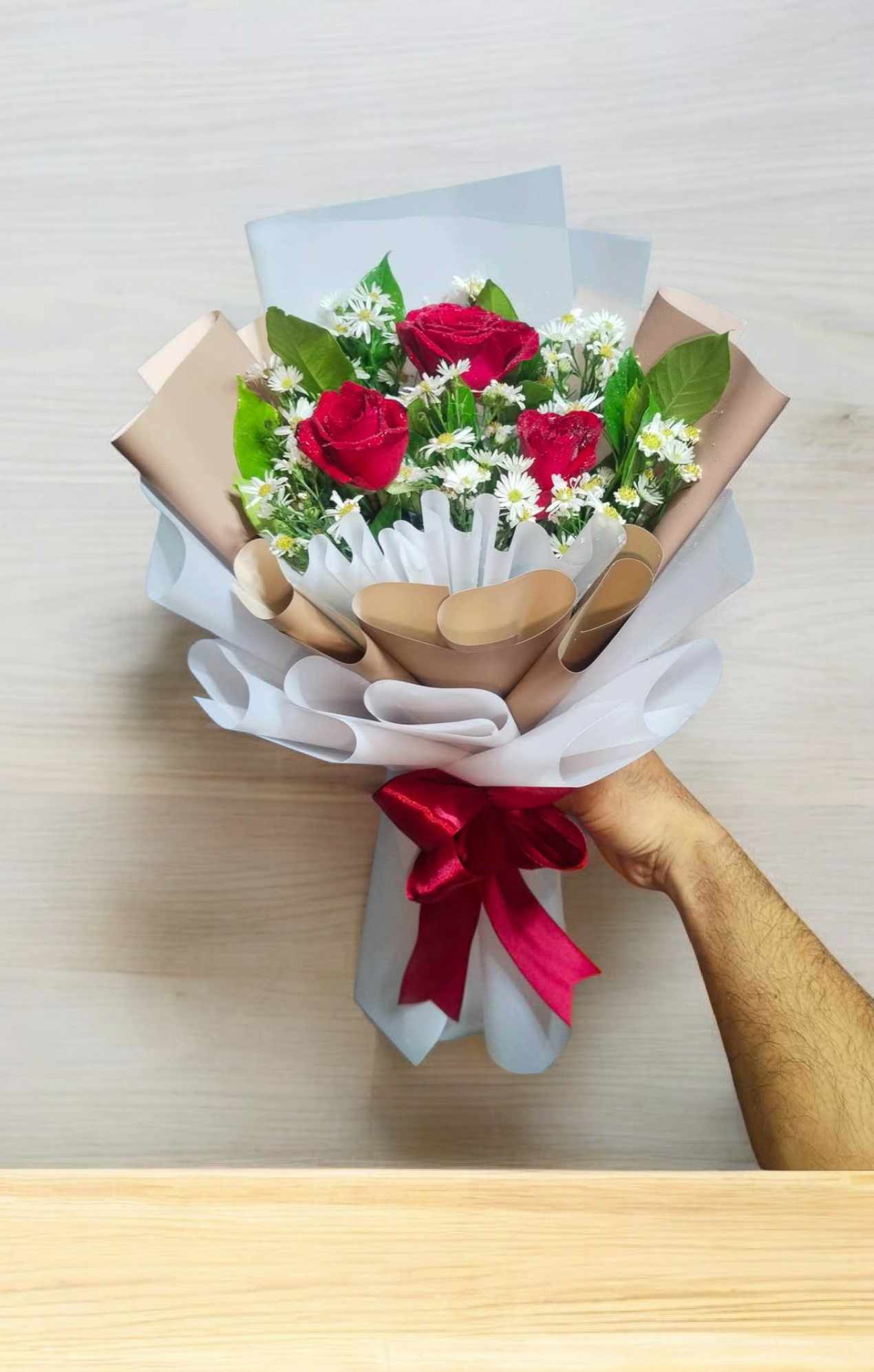 3Pcs. Red Roses Bouquet