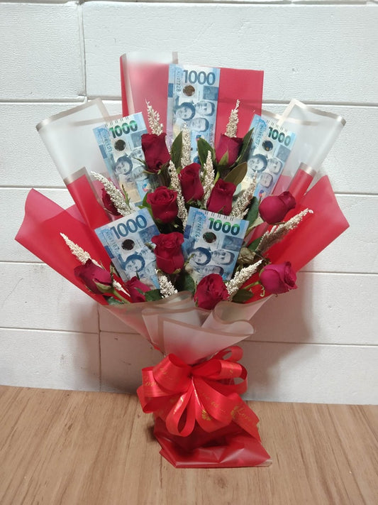 5000Php and Red Roses Bouquet