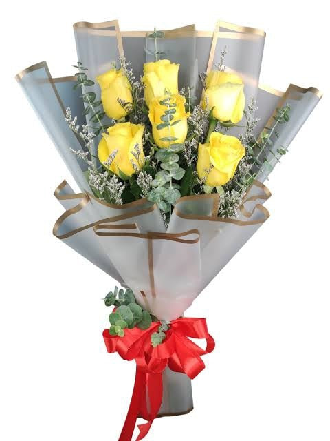 6pcs.  Ecuadorian Yellow Roses