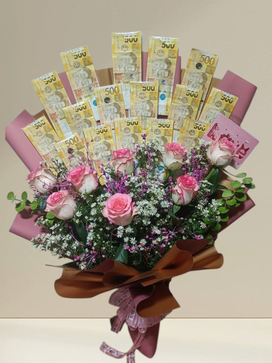 8pcs Ecuadorian Pink Roses with 8k