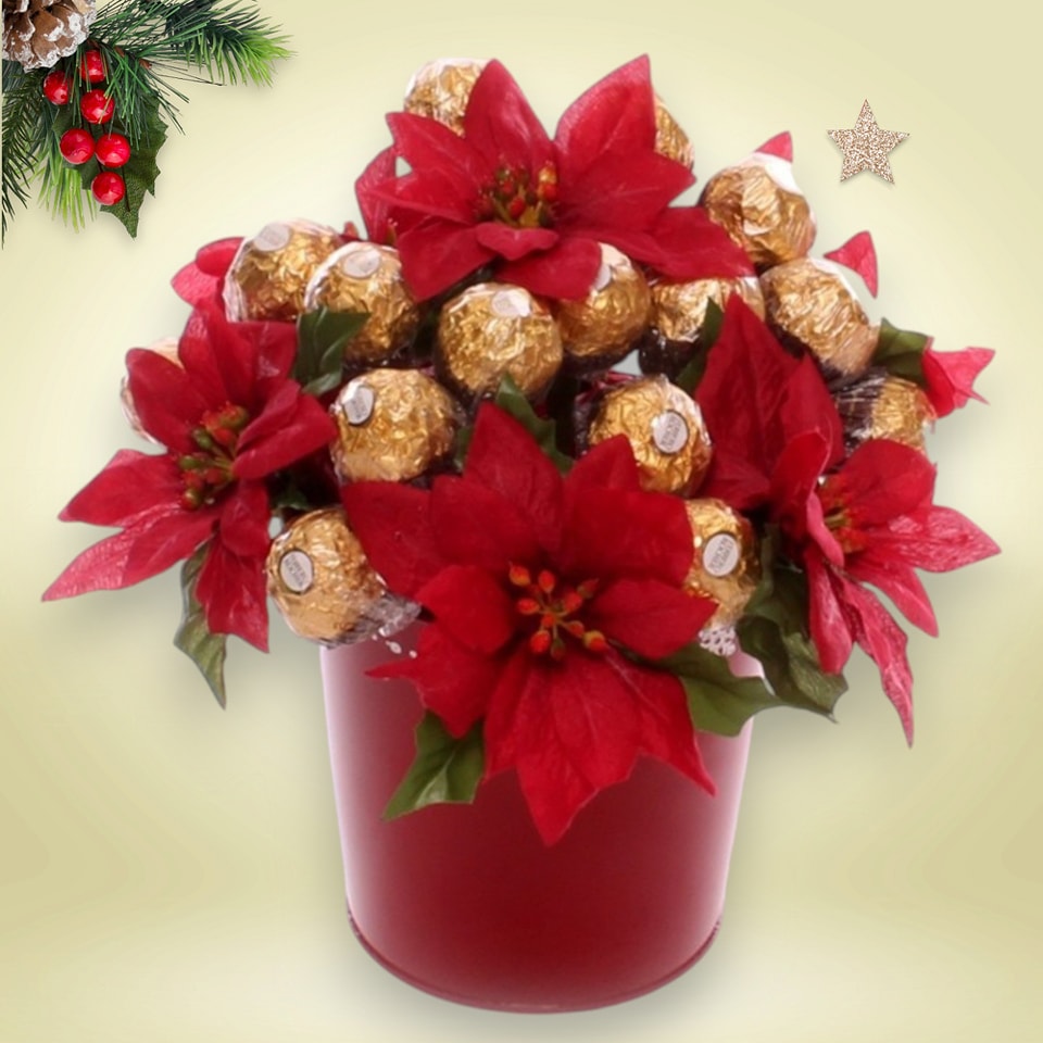 Ferrero Rocher Poinsettia Gift Pot.