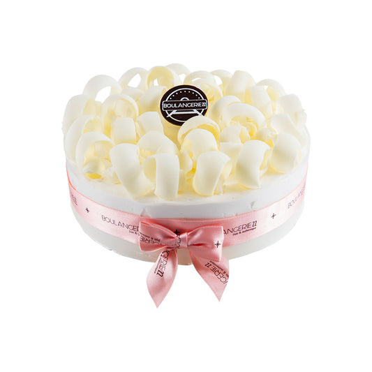White Chocolate Curls Cake - Size 8.5 inches