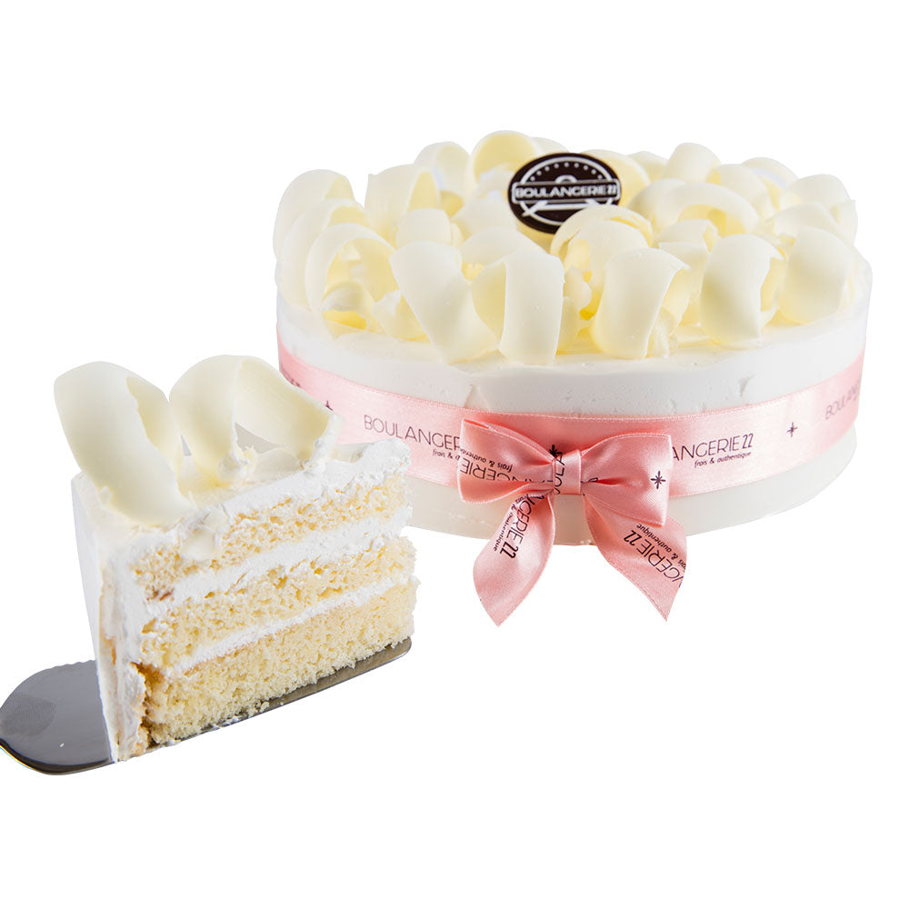 White Chocolate Curls Cake - Size 8.5 inches