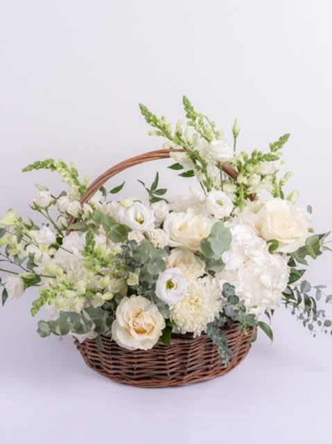 All white Flowers Basket