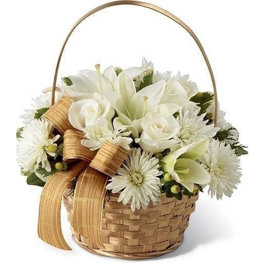 Mixed White Flowers in Basket