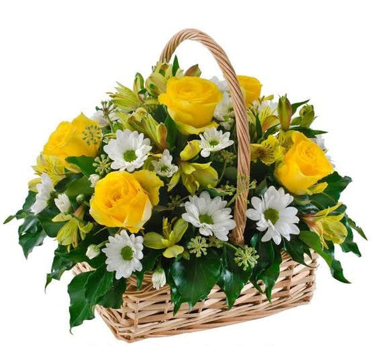 Spring Flowers in Basket