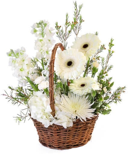 White Flowers Basket