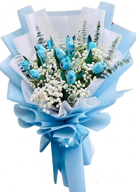 12 stems Blue Tulips Bouquet