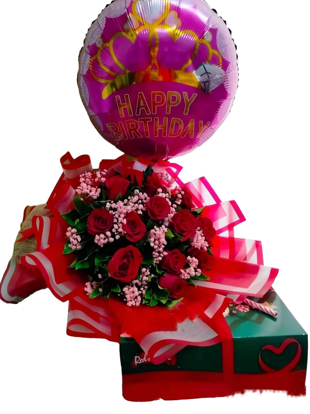 Roses Balloon and Cake