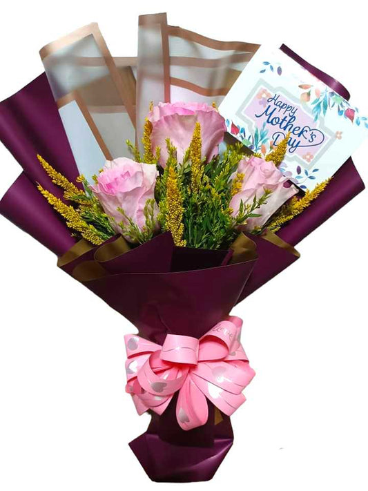 3 Stems Pink Imported Roses Bouquet