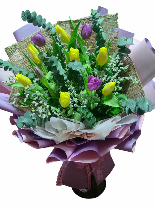 Purple and Yellow Tulips