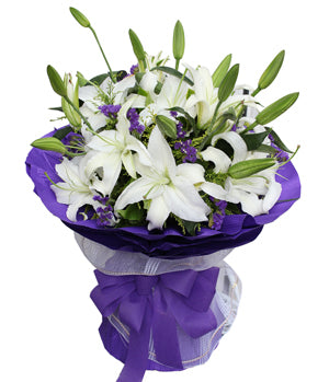 9 Stems white lily Bouquet