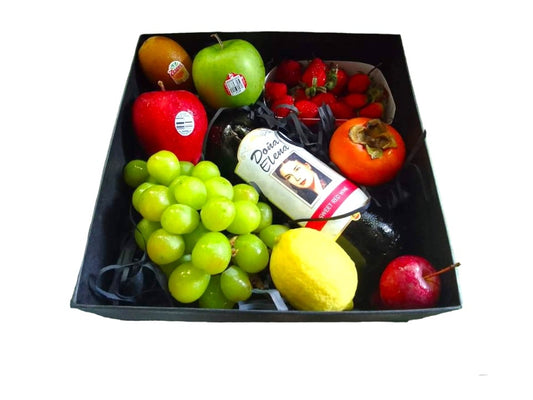 Wine and Fruits in Black Box