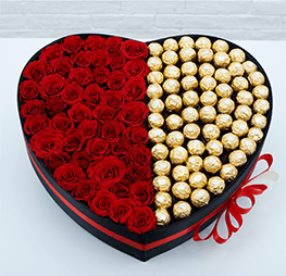 36 Roses And Ferrero in Box