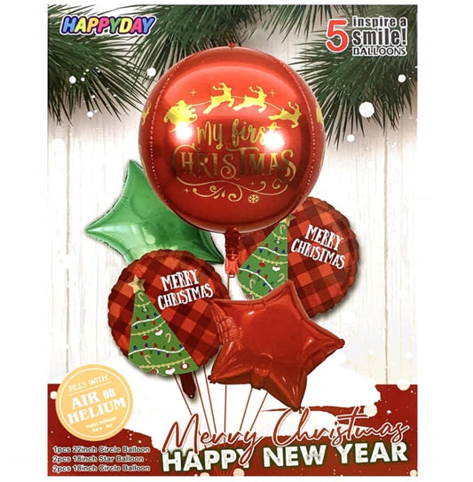 4D Christmas Balloon Set- Red