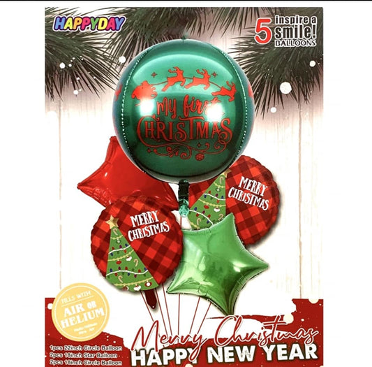 4D Christmas Balloon Set- Green