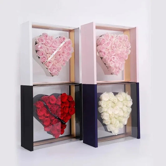 24 Roses on Acrylic Heart box.
