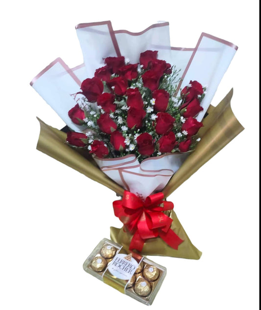 2dz. Roses Bouquet with 8 Ferrero