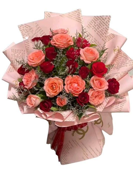 2 Dozen Red And Orange Roses